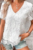 Lace Blouse Women Fashion Short Sleeve Summer Sweet Hollow Out White Shirt Women Tops Casual Loose Clothing Blusas