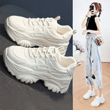Zingj Bottom Fashion Dad Shoes Female Style 2024 New Autumn Breathable Increase Climax Retro Small White Casual Sports Shoes