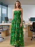 French Elegant Bosom Dress 2025 Summer New Design Printing Waist Lotus Leaf Side Dress Dress