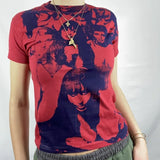 Vintage Gothic T-shirt Women Punk Style Harajuku Streetwear E-girl Graphic Print Crop Top Sweats Tee Y2K Aesthetic