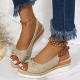 Zingj New Sandals Large Size Hemp Rope Bow Wedge Casual Sandal Women's