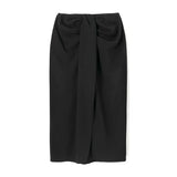 Women Solid Split Summer Midi Skirt New Vintage Chic With Knot Wrap High Waist Front Slit Female