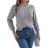 Shooting Autumn And Winter Casual Pure Color Hollow Lantern Sleeve Sweater Women's