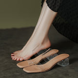 New Female Drag Fairy Outside The Wind Wearing Crystal Heel Fashion Shoes Transparent Word With High Heels Coarse
