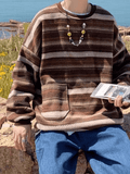Men's Pocket Striped Knit Sweater- Outfit