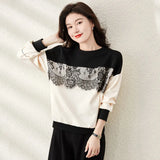 Splicing Hoodie Female Loose Round Collar Set Model 2025 Spring And Fall New Top