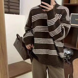 Zingj / Winter 2023 Wear A Lazy Round-Neck Top With Striped Knit And Fufu Sweater-Outfit