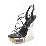 Zingj Transparent Ultra High Heel 14Cm Thick Heel Summer Waterproof Sexy Fairy