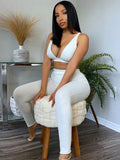 Women 2 Pieces V Neck Bra Leggings Set Crop Top Matching Co Ords 2023 Autumn Winter Clothes Sporty Tracksuit