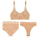 Bra Set Women Underwear Sexy High Waist Bodyshaper Briefs Thong Panties Female Bralette Lingerie Basic Top Active