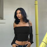 Sexy Fashion Collar T-Shirt Folded Umbilical