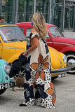 New Summer Loose Shoulder Dress Women Casual Print Short Sleeve Pocket Long Dresses Women Elegant Floral Vestidos