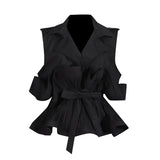 Temperament Commuter Wind Shirt 2025 Autumn New Design Sense Sleeveless Vest Flounce Lace Shirt