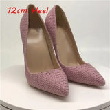 12cm high heels sexy knit fashion pointer toe sexy shallow women wedding party evening shoes BM014