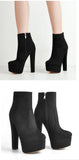 Onlymaker Women's Round Heel High Heel Platform Ankel Boots Block Chunky Heels Wedding Party Shoes Large Size Fashion