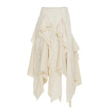 Design Sense Irregular Half Dress Girl Summer Long Babes Personality Street Solid Color Lace Skirt