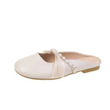 Zingj Half Slippers Female Spring Outside Wear 2024 Fairy With Skirt French Half Support Single Shoes Pregnant Women Flat Muller Cool Drag-Outfit