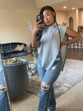 Cut Out Sleeveless Hoodie Sweatshirts Jackets Women Casual Loose Grey Grunge Coats 2022 Summer Harajuku Y2K