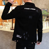 The Fall Of 2023, The New Men's Korean Fashion Jacket Is Slim And Handsome For Teenagers. Black Denim Jackets For