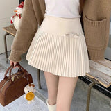 Bow Solid High Waist Pleated A-line Skirt- Outfit
