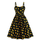 Up Vintage Spaghetti Strap Dress 50s 60s Retro Rockabilly Vestido A Line Midi Cotton Swing Party Women Clothing Cherry