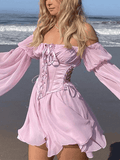 Long Sleeve Corset Mini Dress- Outfit