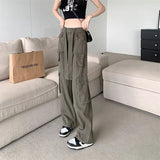Baggy Pockets Cargo Pants For Women Y2k Summer Korean Straight Oversize Trousers Aesthetic Wide Leg Jeans Female