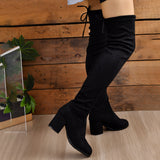Women's Long-Heeling Boots 2025 Autumn And Winter New Thick And Round Head High Heel Thin Knee-High Boots
