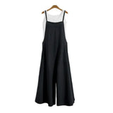 2025 Cotton Backpack Trousers Loose Solid Color Strap Broad Leg Pants Casual