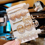 Handmade Pearls Hair Clips Pin For Women Fashion Geometric Flower Barrettes Headwear Girls Sweet Hairpins Hair