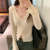 Slim And Slim Knitted Cardigan With Trumpet Sleeves Is A New Spicy Girl's Back Hollowed-Out Blouse In Autumn And