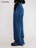 High Waist Jeans Vintage Baggy Wide Leg Straight Leg Pants Fashion Casual Comfy Moms Slit Denim Trousers Y2k