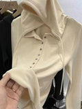 Zingj Age Reduction Double-Sided Hoodie Long Sleeve T-Shirt Buttons, Thick And Warm