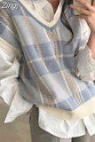 Vest Women Spring Autumn New Vintage Sleeveless Sweater Korea Casual Ladies Knitted Vest Tops 2023 Woman Sweater