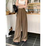 Zingj Mop Floor Suit Pants Female Autumn Korean Version 2024 New High Waist Show Thin Feeling Wide Leg Casual Long Pants-Outfit