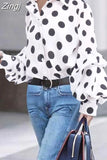 Polka Dot Lantern Long Sleeve Shirt Women New Casual Casual Women Clothing Spring Loose Shirt Tops Blusa Mujer