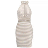 2025 Summer Women's New Solid Color Neck And Waist Top Strap Suit