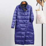 White Duck Down Ultra Light Jacket Women Winter Double Sided Slim Down Coat Single Breasted
