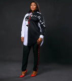 Two Piece Set Women Set Letter Print Long Sleeve Blouse Tops And Pant Suits Sheath Matching Fashion Outfit Spring