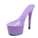 2021 Summer Platform Sandals Women Sexy PVC Transparent Slim Ultra High Heels 17CM Shoes Women Sandale Female Pole Dancing