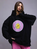 Zingj Hoodie 2024 New Female Ins Loose Sports Casual Print