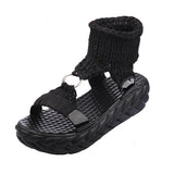 Zingj Bottom Female Sandals Knit Wool Thread Loose Cake Bottom Hot Selling Student Women's Shoes- Outfit