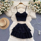 White Sling With Breast-Wear Vest Body Bm Half-Dress Skirt Set With Short Top Bottom Shirt