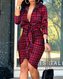 V-neck Lace-up Solid Color Long Sleeve