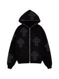 up hoodie with rhinestone cross