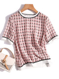 Vintage Printed Thin Chiffon Pullover Tops T Shirt Women Fashion Casual Elegant Chic Silk Satin Loose