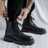 Zingj Zipper Short Boots Men's Platform Spring And Autumn Single Shoes 2023 New Martins Ins Trendy Versatile Show Thin