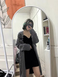 Punk Gothic Cardigan Women Vintage Grunge Loose Ripped Sweaters Cross Knitted Coat Y2k Streetwear Harajuku