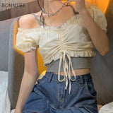 Women Summer Korean Style Sweet Fashion Streetwear Slim All-match Holiday Comfortable Cropped Party Girls Kawaii