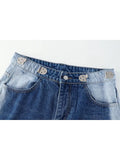 Casual High Waist Denim Shorts 2022 Summer Washed Gradient A-line Jean Shorts Femme Y2K Streetwear Harajuku Short